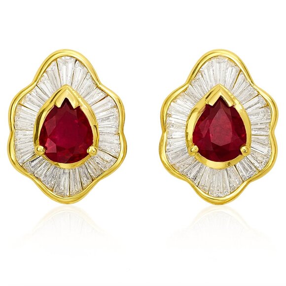 Vintage Style Burgundy Gemstone Earrings - Picture 2 of 2